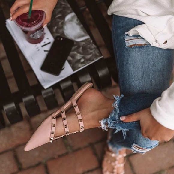 Studded Pointy Toe Flats - Picture 3 of 8